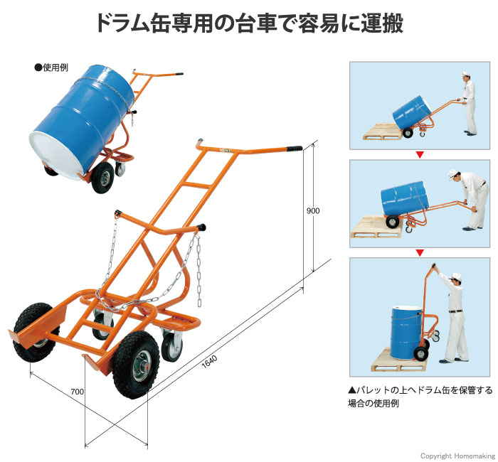 ドラムキャリー　75φナイロンウレタン車
