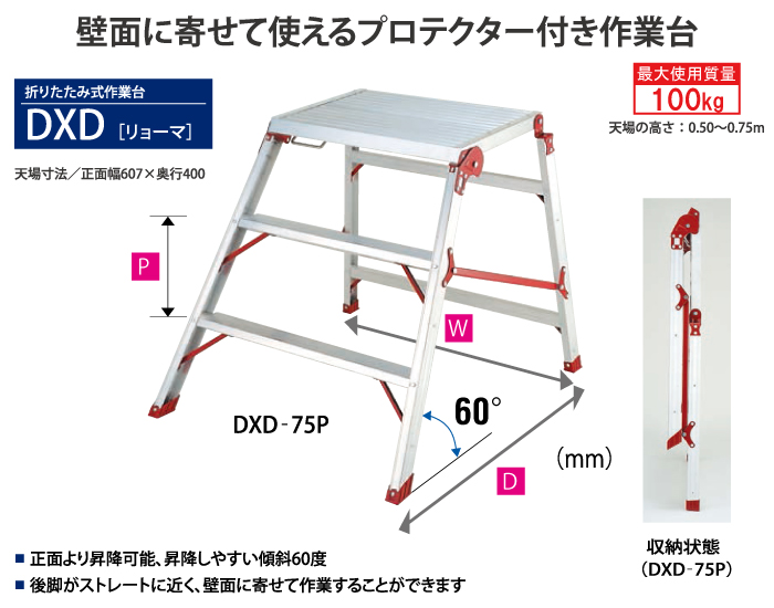 耐壁面に寄せて使えるプロテクター付き作業台　DXD