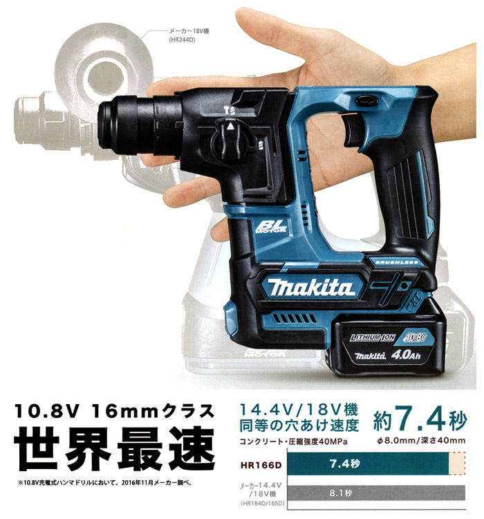 makita 16mm充電式ハンマードリル HR166D