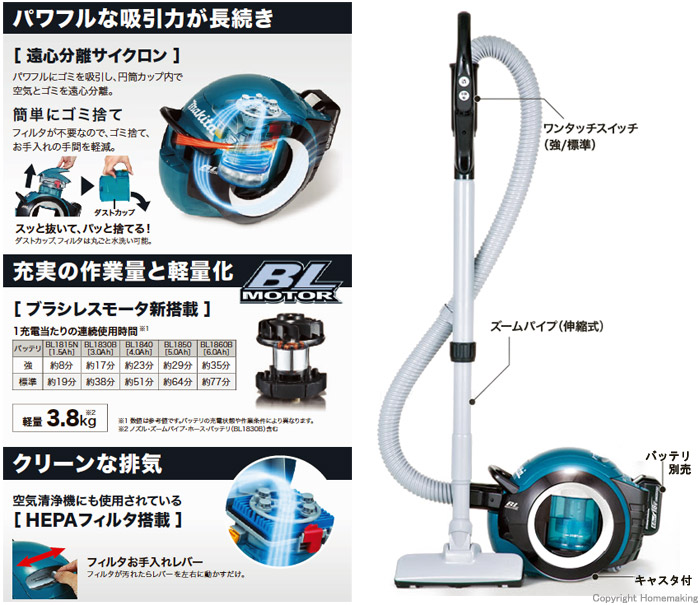 マキタ 充電式クリーナー CL501DZ 1.5AhバッテリBL1815N 18V 充電器DC18RC付