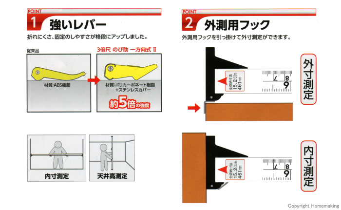 3倍尺 のび助 一方向式Ⅱ 併用目盛　特徴