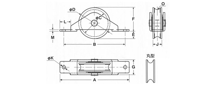 一部予約 ヨコヅナ スミトモローラー戸車鉄枠 30mm 丸 RJM-0301 1個