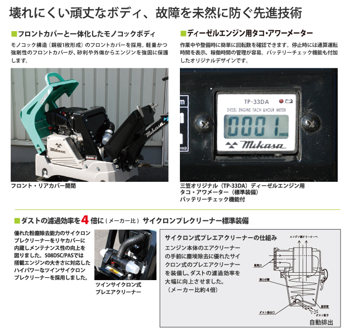 壊れにく頑丈ボディ　故障を未然に防ぐ先進技術