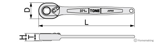 ラチェットハンドル　差込タイプ(差込角12.7mm)