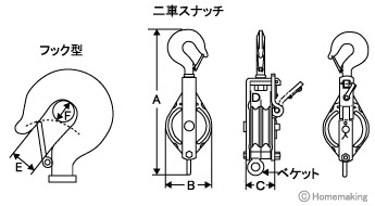 強力型滑車二車スナッチ