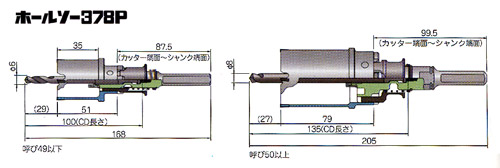 ホールソー378Pの図