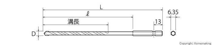 TOP 六角軸コンクリートドリル 5本セット(3.4、3.5、4.3、4.8、5.0mm