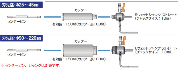 湿式ウェットモンドコアドリルストレート