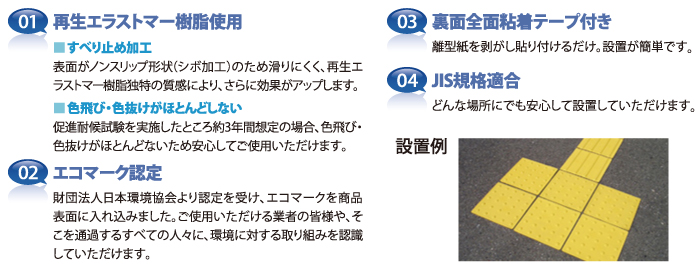 横濱ゼームス商会エコ点字パネル-ポイントタイプ-４００角を1枚 貼付け 