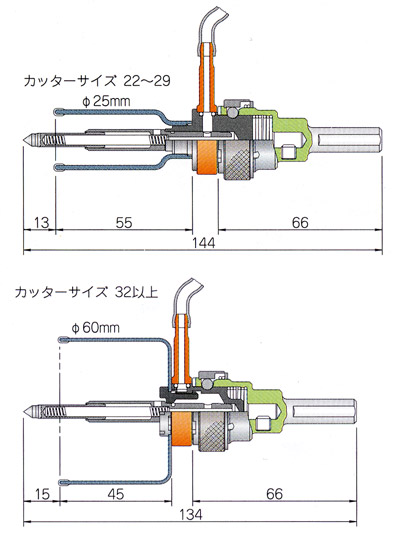 ミヤナガ タイルホールソーセット ストレート軸 22mm: 他:SLT022PB