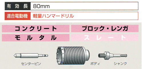 ユニカ シャンク 軽量ハンマードリル用コアLHC(25〜38mm用) 標準品: 他 