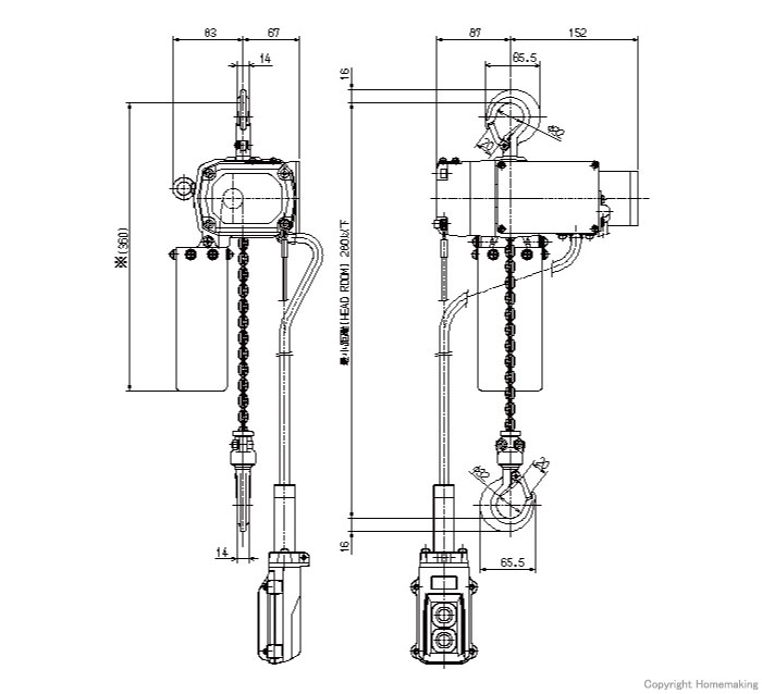 安全 象印 ベータβ 超小型電気チェーンブロック βS-012 揚程6m BS-K1260 125kg