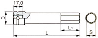 インパクト用ロングヘキサゴンソケット（差込角12.7mm）