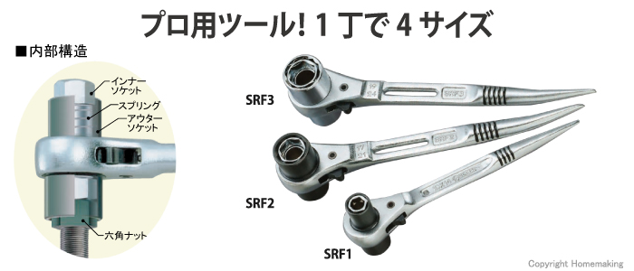 スーパーツール 4サイズ ラチェットレンチ 10 14 13 17ミリ 通販