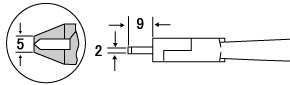 ピンゲートニッパ刃先寸法図