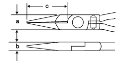 チェンノーズプライヤ寸法図