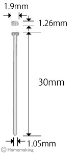 頭1.9×1.26mm　線径：1.05mm　長さ：30mm