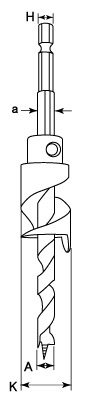 六角シャンク二段錐 K型×A型セット　寸法図