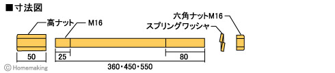 タナカ アンカージョイントボルト M16×360mm 1箱(20本入): 他:AF3T36