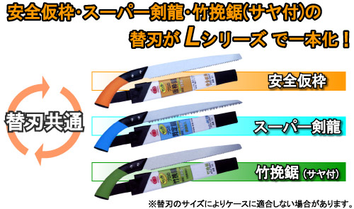 替刃が共通に使え、一つの本体で竹・仮枠・生木とあらゆる専用替刃を使用できます。