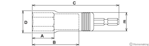 タジマSDソケットショート寸法図