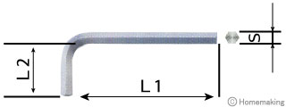 六角棒レンチ スタンダード寸法