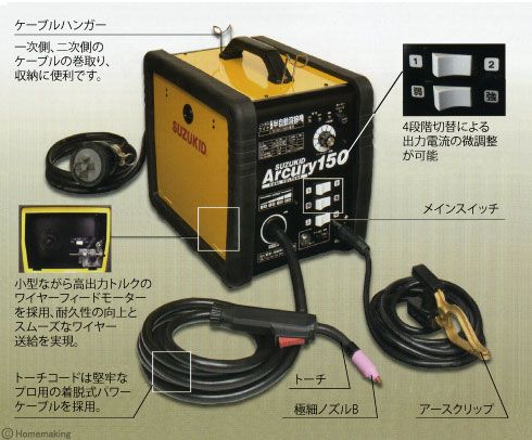 100V/200V、50Hz/60Hz兼用直流インバーターノンガスワイヤー溶接機