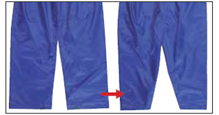 裾スナップボタンで裾幅調節可能。足の動きをサポートします。