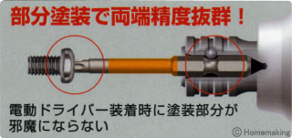 電動ドライバー装着時に部分塗装が邪魔にならない！