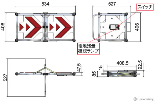 ミツギロン LEDライト LED方向板DX(点滅⇔流動切替タイプ)::LE-10