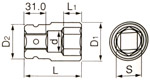 インパクト用ソケット（差込角25.4mm）