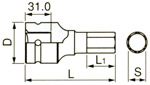 インパクト用ヘキサゴンソケット（差込角25.4mm）