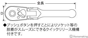 フレックススタビーラチェットハンドル　プッシュ・フレックス