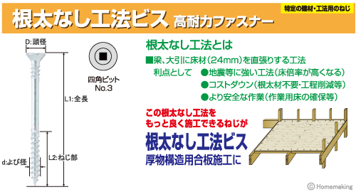 根太なし工法ビス　高耐力ファスナー