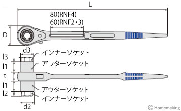 4サイズラチェットレンチ