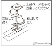 高さを仮調整します