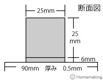 0.5×1000mm寸法図