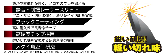 【Uスリット採用】引き曲がりを抑え、安定感のある切断を実現。