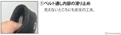 ベルト通し部内部の滑り止め