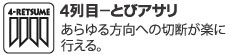 4列目-とびアサリ。あらゆる方向への切断が楽に行える。