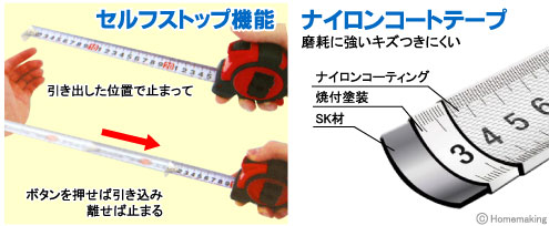 セルフストップ機能。ナイロンコートテープ。