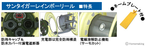 防雨型サンタイガーレインボーリール 漏電遮断器付