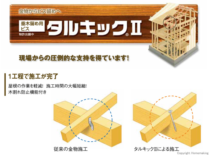 新作続 垂木留め用ビス タルキックII ＴＫ５×１０５II １００本入 シネジック株式会社