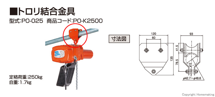トロリ結合金具