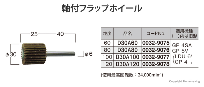 軸付フラップホイール