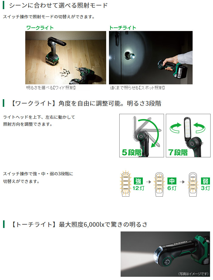 ハイコーキ 14.4V/18V コードレスワークライト(本体のみ