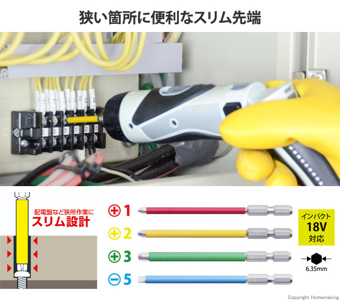 狭い箇所に便利なスリム先端