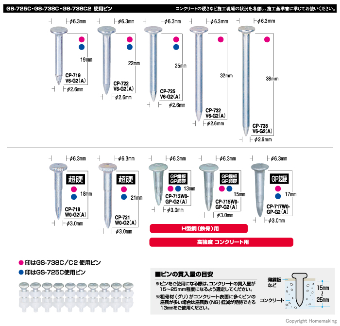 マックス ピン GS-725C用 (CP-721WO-G2(A)) 1000本 - 3