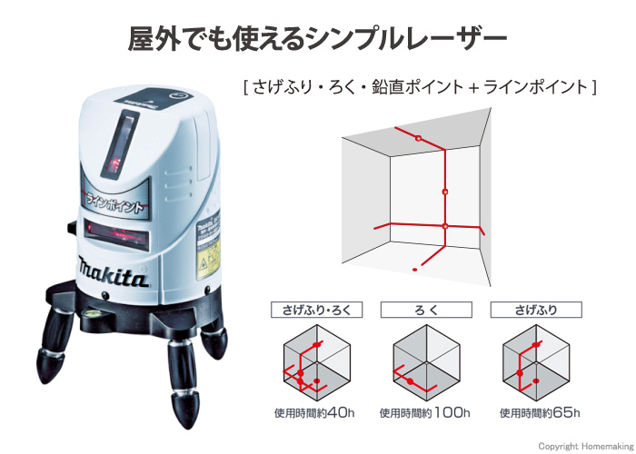 マキタ 屋内・屋外兼用墨出し器(縦・横・鉛直・地墨) 本体のみ::SK14P 