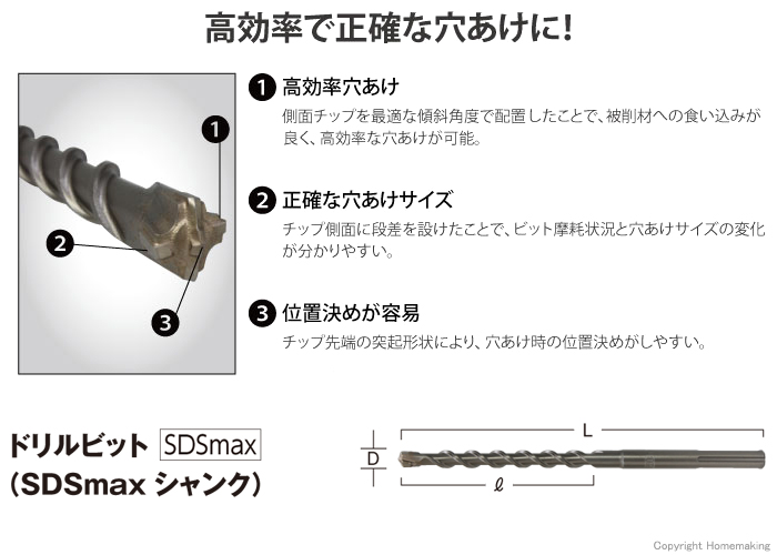 ハイコーキ ドリルビット SDS-max軸 10.5×340mm: 他:0033-6450|ホーム 